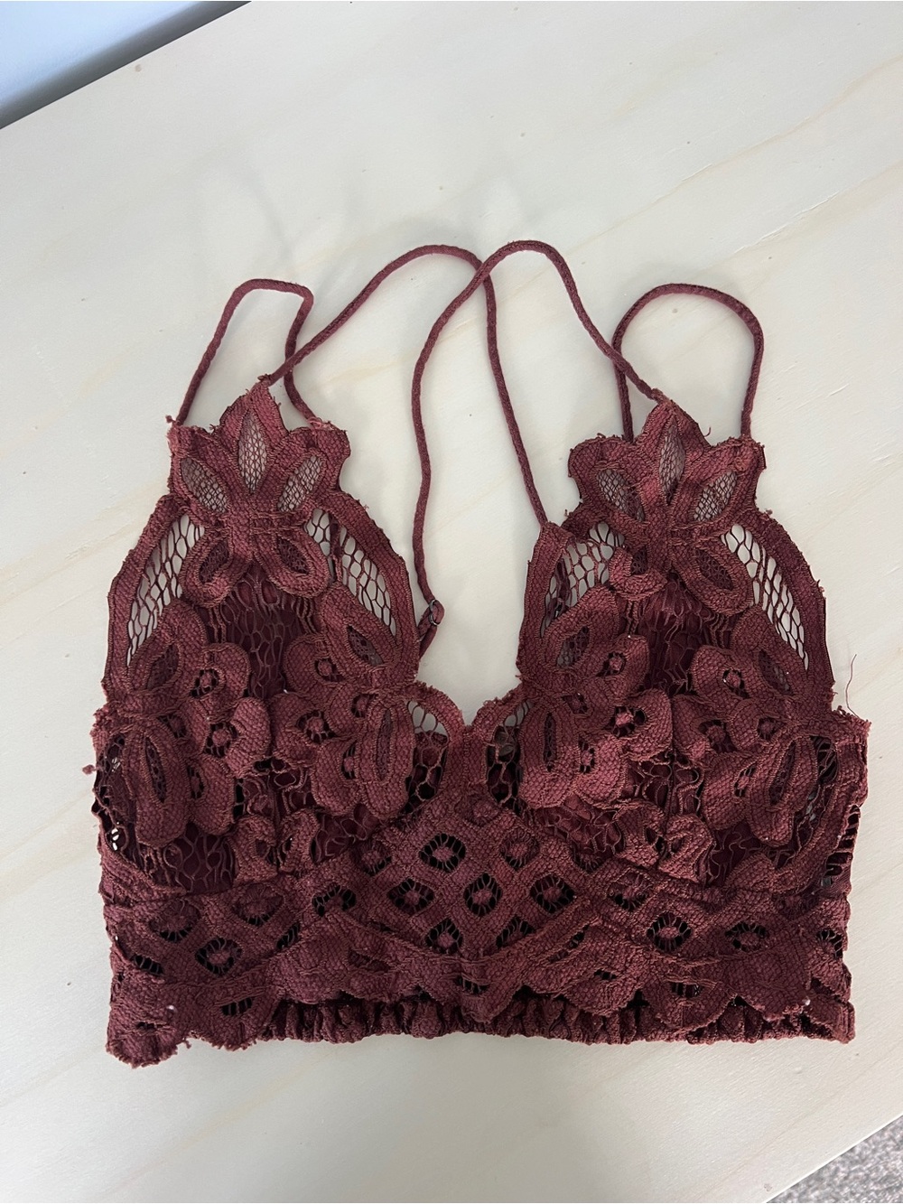 Free People Floral Lace Bralette in Burgundy